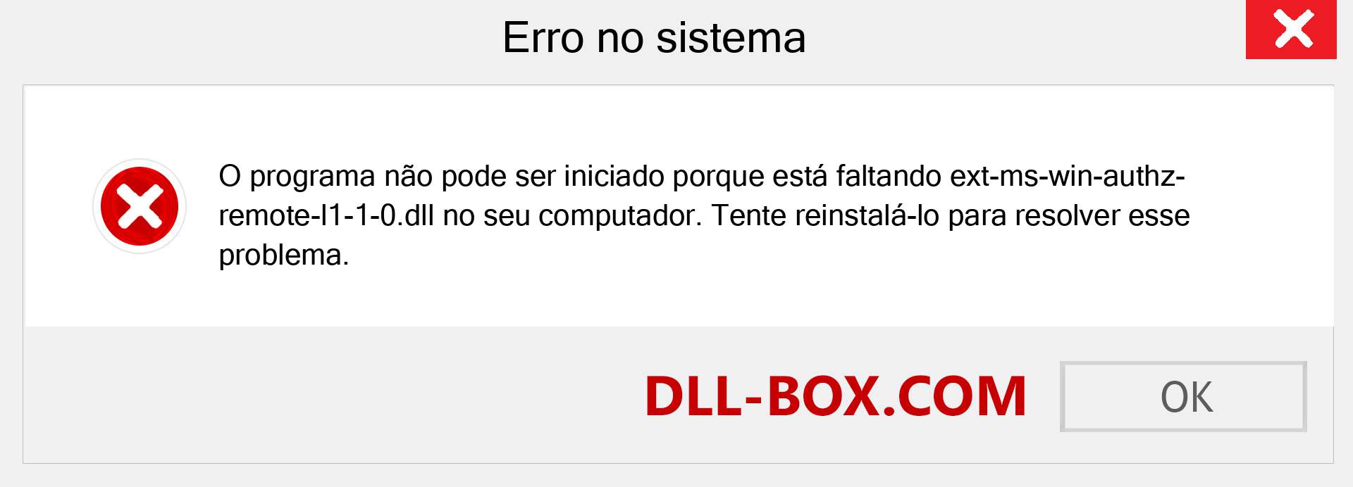 Arquivo ext-ms-win-authz-remote-l1-1-0.dll ausente ?. Download para Windows 7, 8, 10 - Correção de erro ausente ext-ms-win-authz-remote-l1-1-0 dll no Windows, fotos, imagens